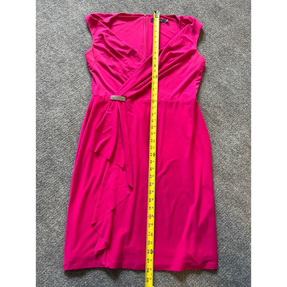 Ralph Lauren Pink Draped Cocktail Dress Size 12 Rhinestone - Picture 7 of 10